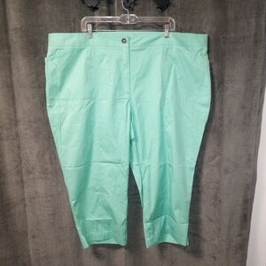Susan Graver Aqua Capri Pants Size 3X EUC Waist 24.5 Rise 14 Inseam 22 In